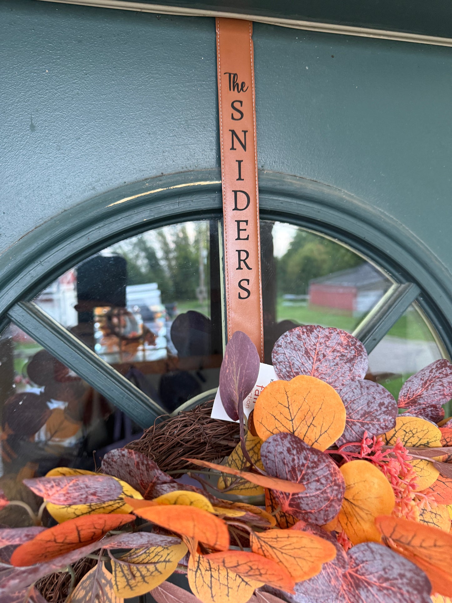 Personalized leather door hanger