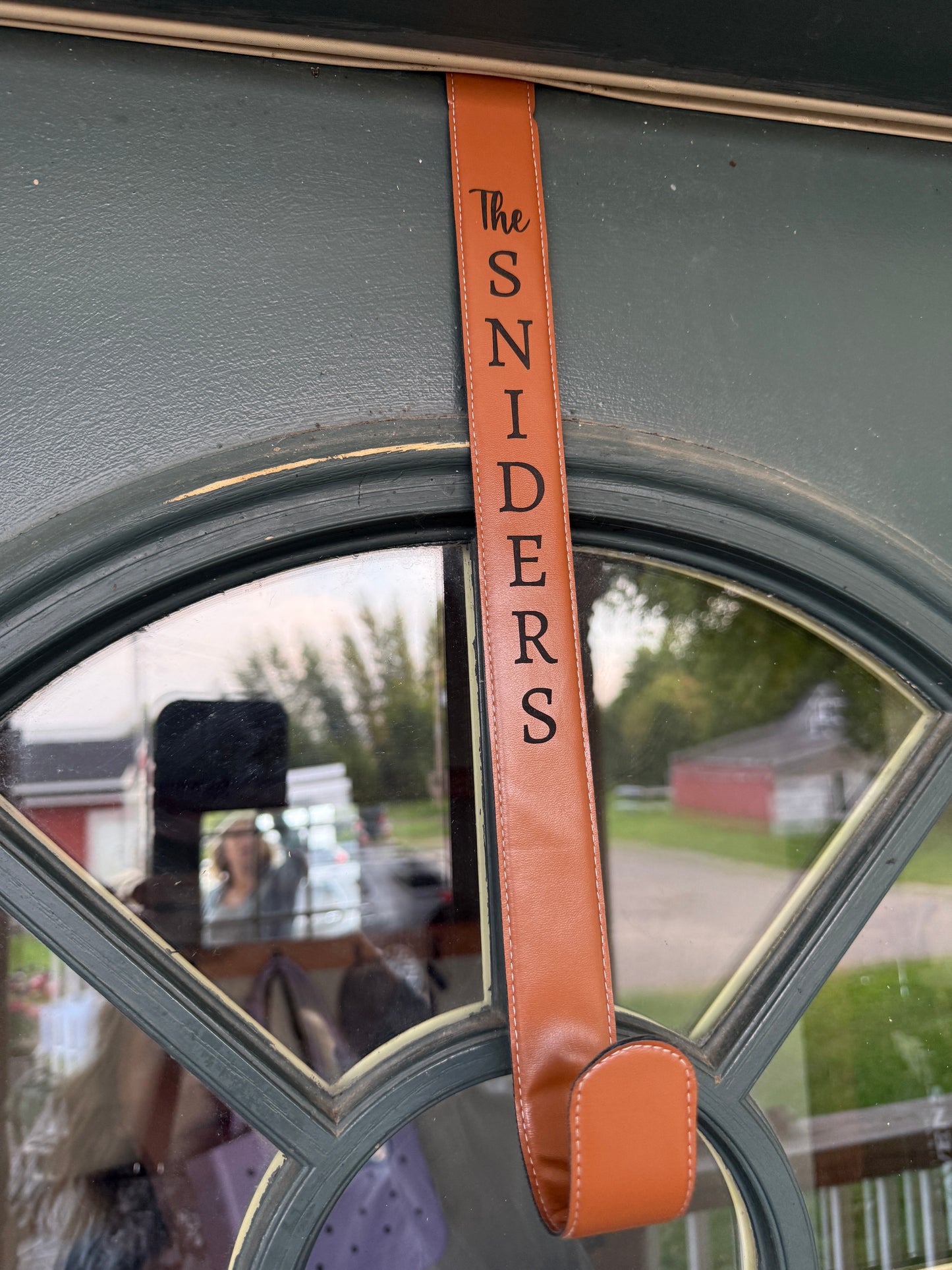 Personalized leather door hanger