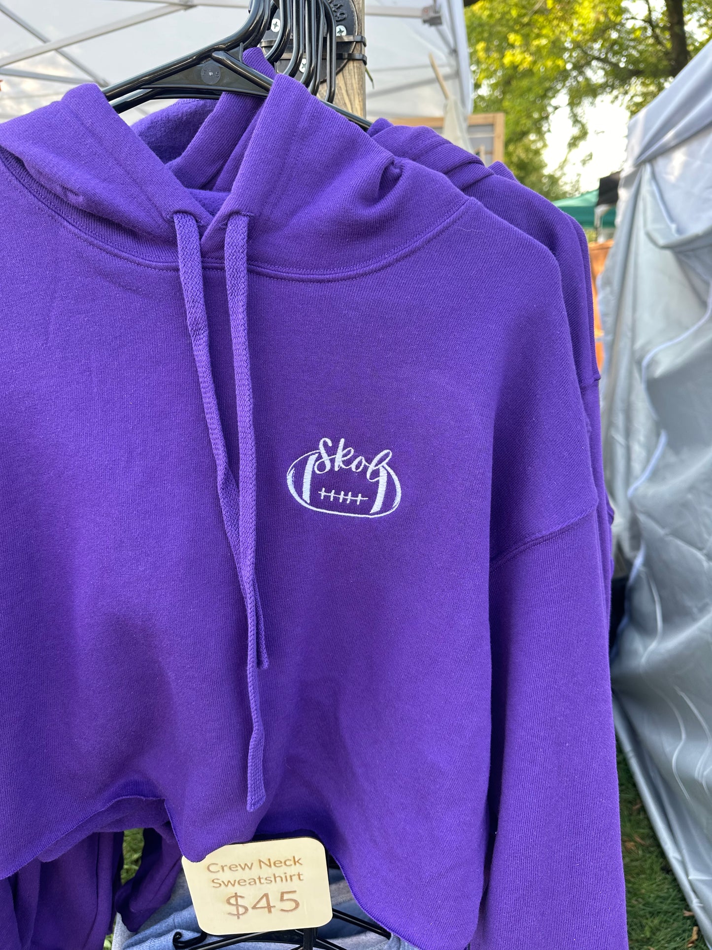 Minnesota Skol cropped purple hooded sweatshirt