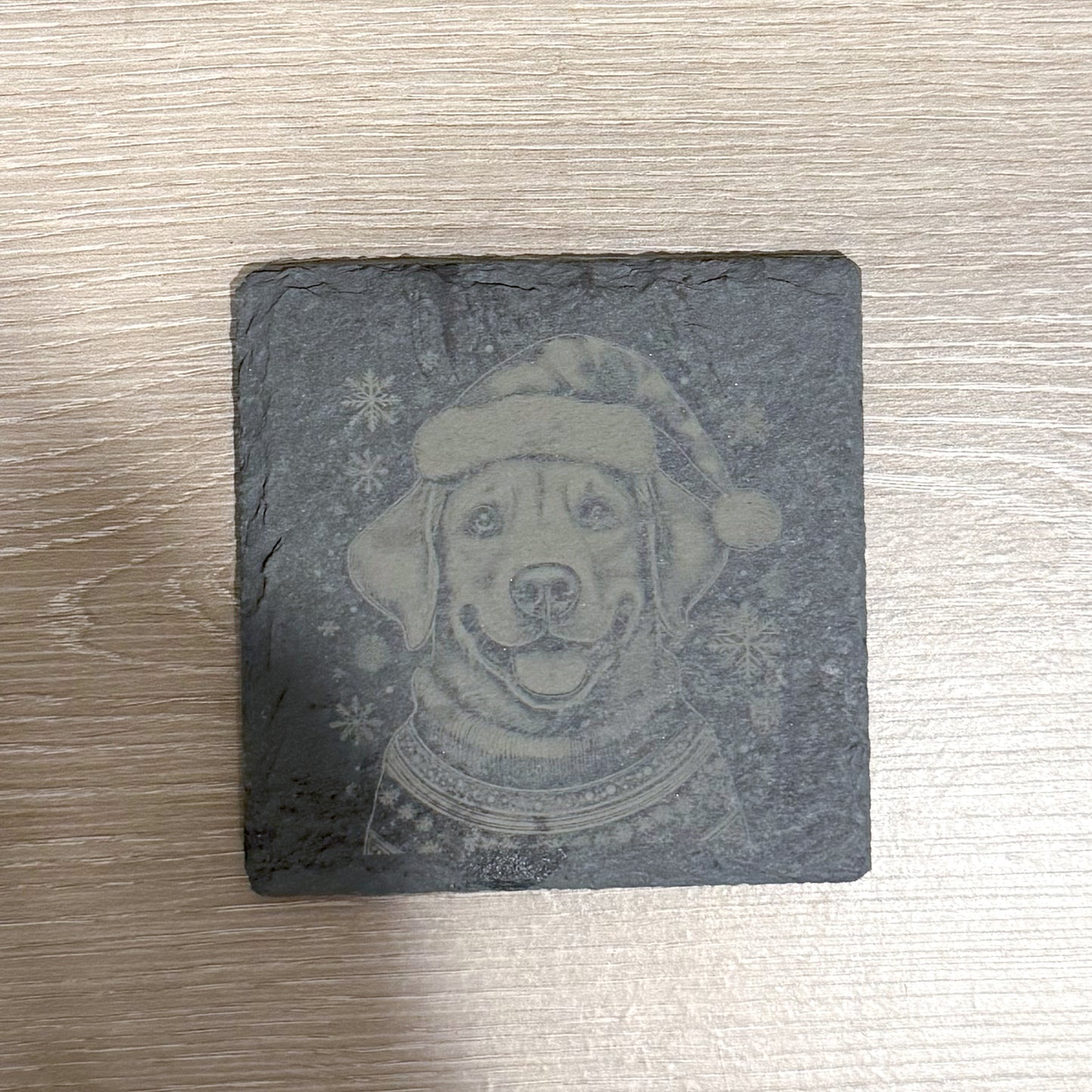 Labrador Retriever - Santa Hat slate coaster