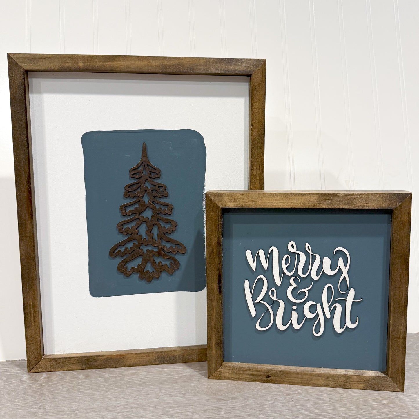 Blue Christmas Wood Signs