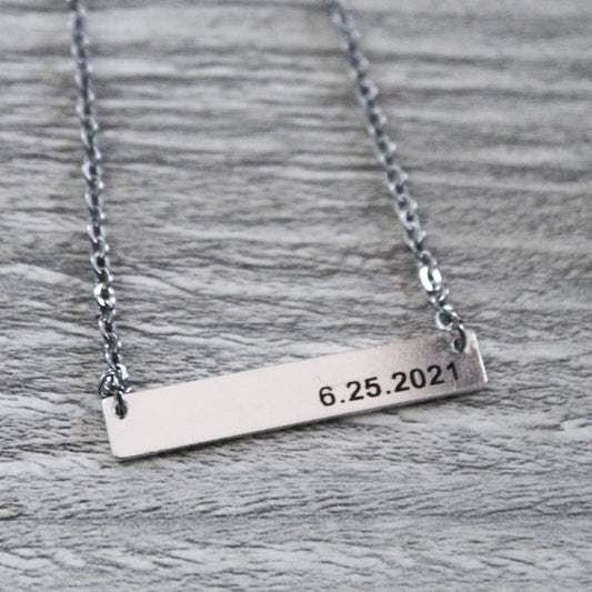 Personalize Date Bar Necklace