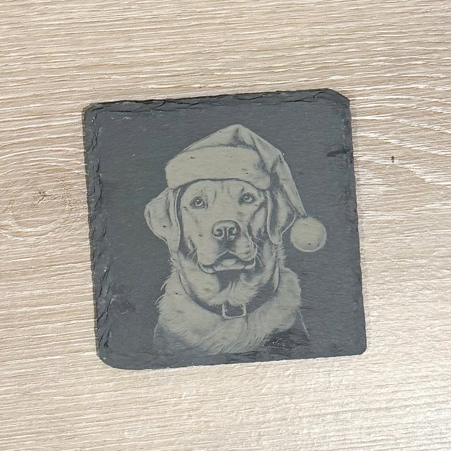 Labrador Retriever - Santa Hat slate coaster