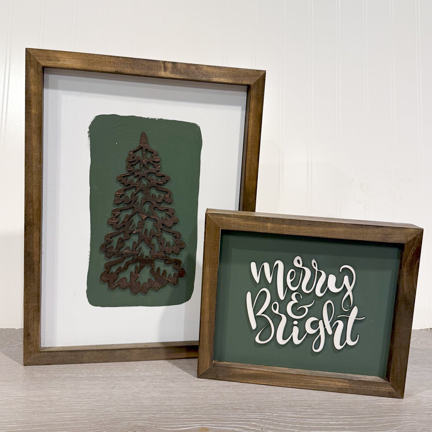 Green Christmas Wood Signs