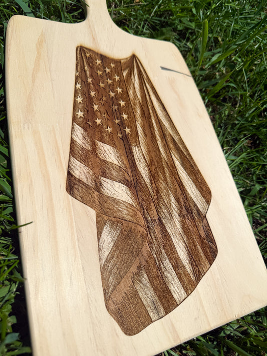American flag engraved cutting board -decorative only