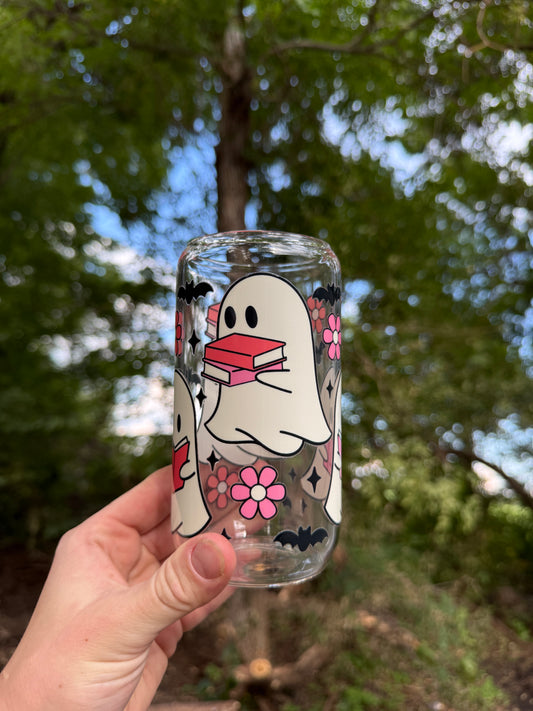 Ghost book iced coffee cup