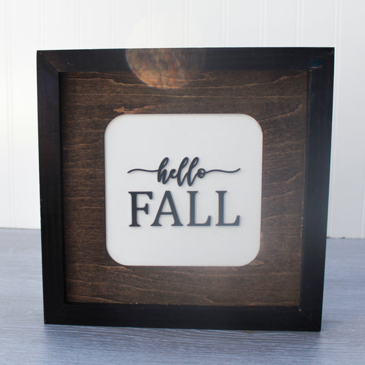 Hello Fall 10x10 Wood Sign