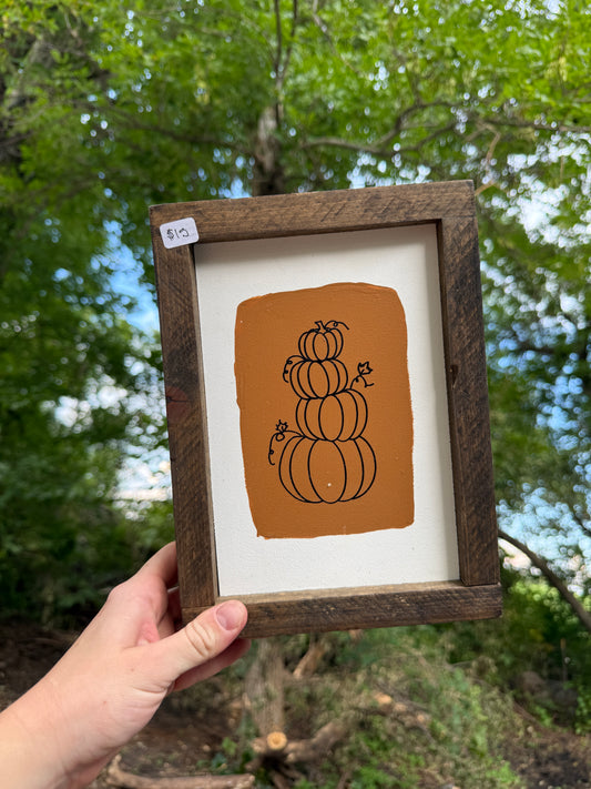 Tired pumpkin wood sign 9.5 x 7
