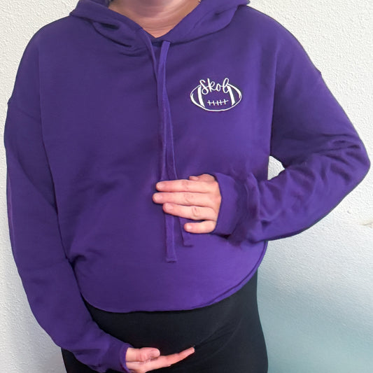 Minnesota Skol cropped purple hooded sweatshirt