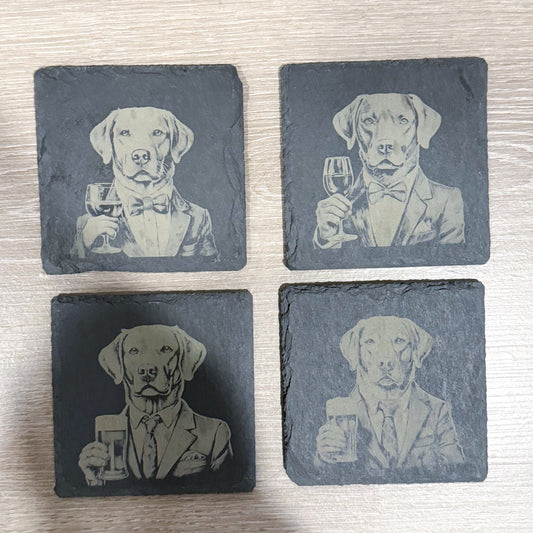 Labrador Retriever Wine and beet slate coaster