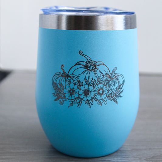 Pumpkin Wine Tumbler - Laser engraved