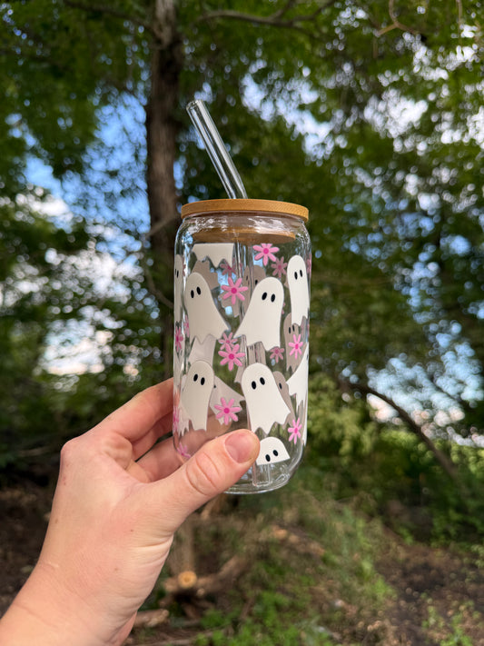 Floral Ghost ices coffee cup